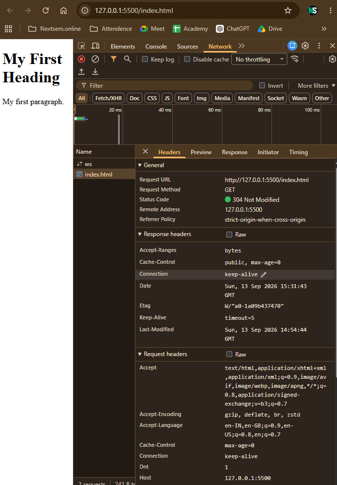 Google Chrome DevTools Network Tab HTTP Headers Inspection